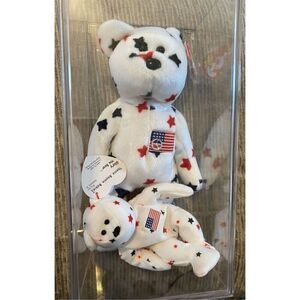 Glory The Bear Mini Set 1999 Ty Beanie Baby Plush Collectible Mismatched Swing T